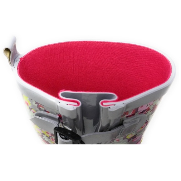 Women's Rain Boots, Mid Calf RainBoots, RB-6041, Grey Flowers, Size 9 - Picture 4 of 4